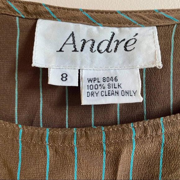 André 100% Silk Pinstripe Blouse - Picture 4 of 6